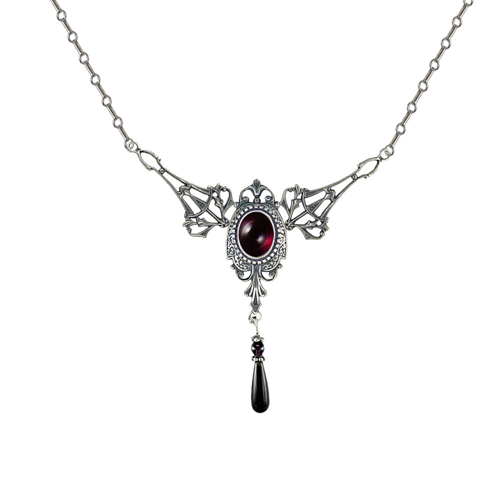 Sterling Silver Victorian Necklace With Garnet
